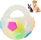 Dog Toy Ball with Handle, Toss and Fetch Play, Interactive Ball for Dogs Playing, Squeaky Floating (Transparent)