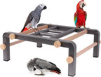 Large Bird Table Training Perch for African Grey Macaw Amazon Parrot, Heavy-Duty Metal Ladder No Tool Install Rustproof Bird Roosting Wooden Bars for Exercise and Play Climb for Fun