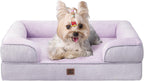 EHEYCIGA Orthopedic Dog Bed for Small Dogs, Waterproof Memory Foam Small Pet Beds with Sides, Non-Slip Bottom and Egg-Crate Foam Medium Dog Couch Bed with Washable Removable Cover, Lilac