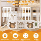 Extra Large Rabbit House, Wooden Bunny House Hideout with 4 Houses and Hay Feeder Indoor, Rabbit Guinea Pig Hideout Multistory Climbing Tower Sturdy Wooden Castle, Small Animal Hideaway Tunnel