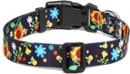 Mercano Adjustable Dog Collar - Special Design Patterns, Soft Nylon Comfortable Sturdy Pet Collar for Small Medium Large Dogs (L, Sunflower)