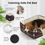 Miguel Washable Dog & Cat Bed with Removable Cushion for Medium & Small Dogs, Easy to Wash Pet Sofa Bed with Side Bolster, Anti-Slip Bottom, Dark Brown, 30 Inch Rectangle