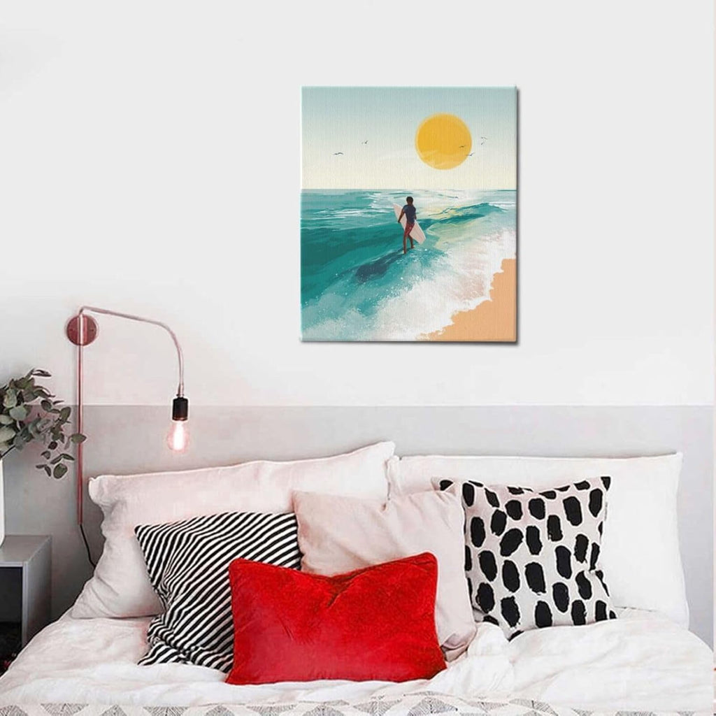 Beach Starfish Wall Decor Ocean Starfish Wall Art Sunset Scenery Coastal Theme Pictures Canvas Nature Seascape Painting Print Framed Artwork Decorations for Home Bathroom Living Room Bedroom Office 24"x20"