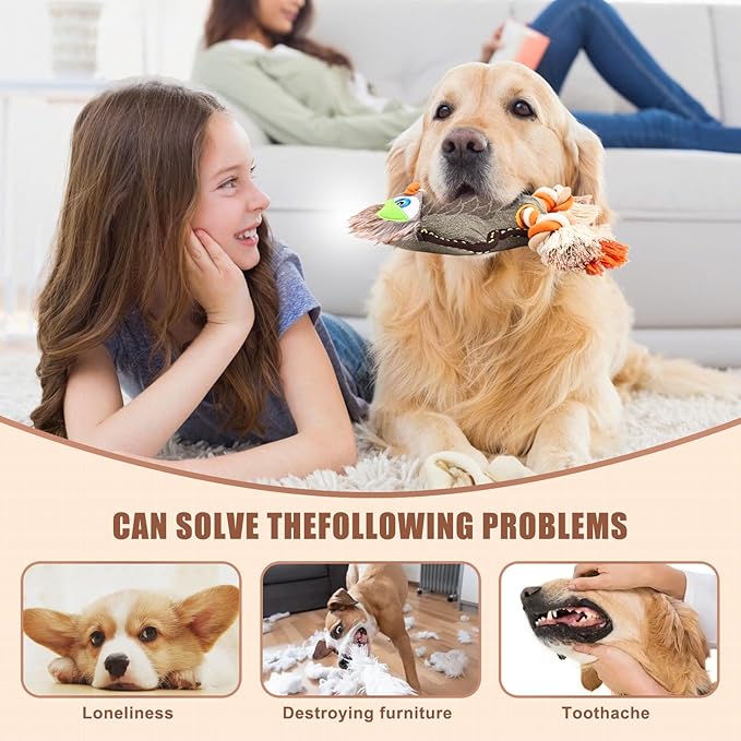 Tough Durable Squeaky Dog Toys for Aggressive chewers Interactive to Keep Them Busy, Funny Cute Plush Dogs Toy for Small Medium Large Breed Chewer Best Cute Birthday Gift (New Owl)