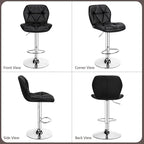 Yaheetech Bar Stools Set of 2, Modern Adjustable Kitchen Island Chairs, Black PU Leather Swivel Counter Stools for Bar, Kitchen Counter, Black