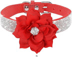 Serijoars Small Dog Collar with Rhinestone Crystal Diamond Colorful Bling Girl Puppy Cat Collars (S, Red6)