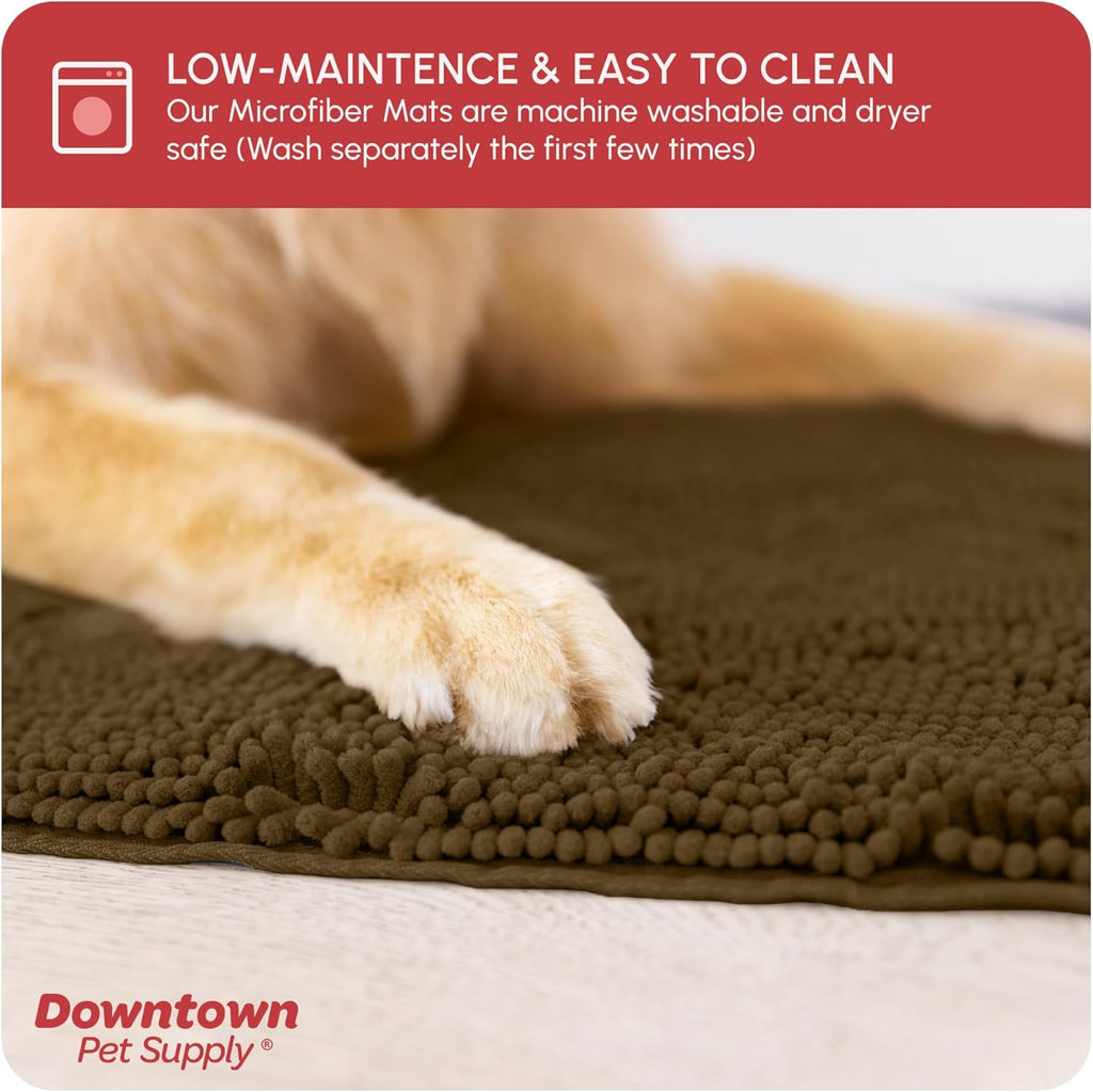 My Doggy Place Microfiber Dog Mat for Muddy Paws, 18" x 24" Brown - Absorbent and Quick-Drying Dog Paw Cleaning Mat, Washer and Dryer Safe - Non-Slip Rubber Backed Dog Floor Mat, Small