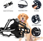Dog Muzzle, Breathable Basket Muzzles for Small Medium Large Sized Dogs, Adjustable Humane Cage Mouth Cover for Grooming Biting Chewing, Allows Panting and Drinking (Soft Rubber, S)