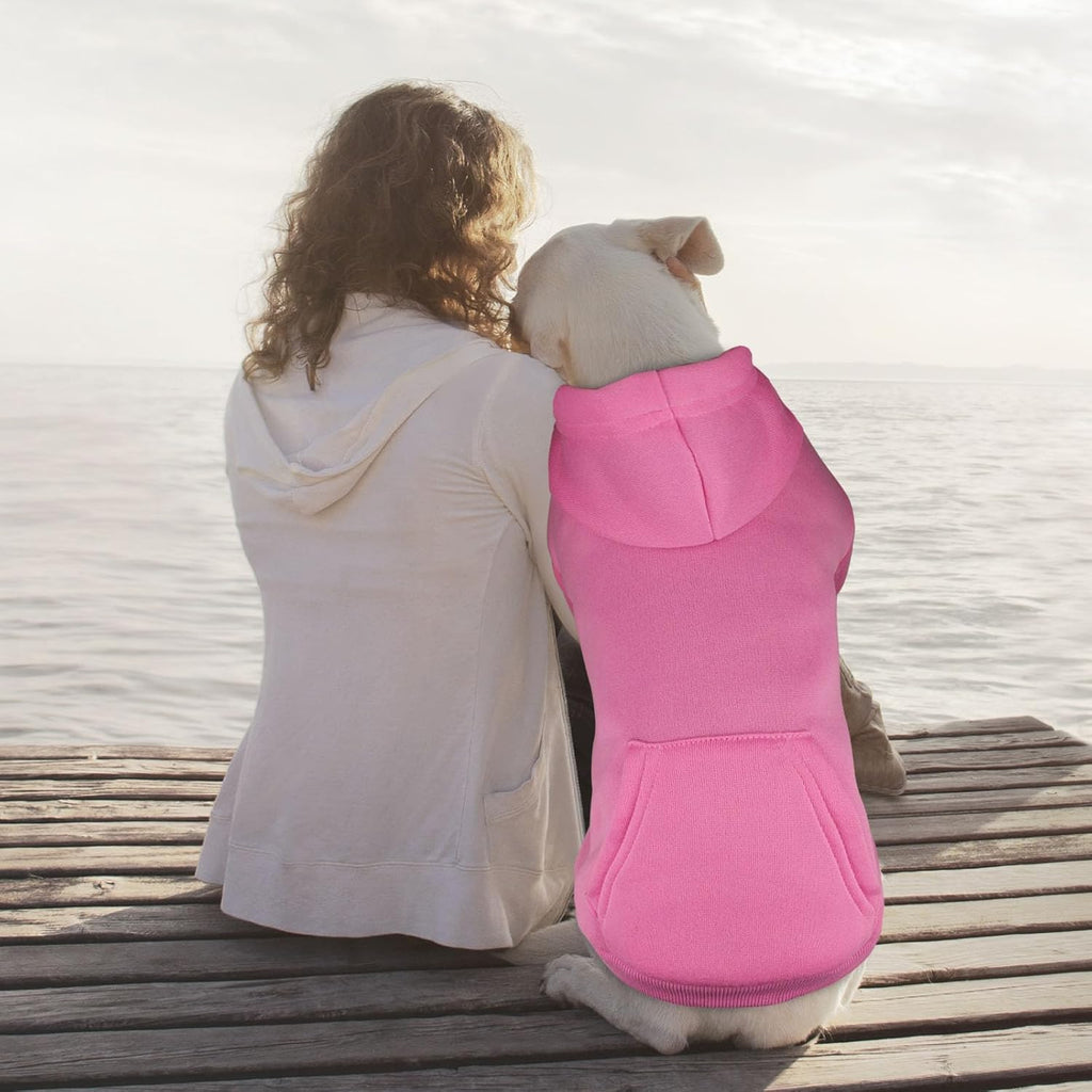 Dog Sweaters for Large Dogs Dog Hoodie Dog Sweater Solid Soft Brushed Fleece Dog Clothes Dog Hoodie Sweatshirt with Pocket(Pink-XL)