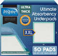 Inspire Extra Large Super Absorbent Disposable Bed Pads for Incontinence Ultra Thick and Absorbent Bed Pads Disposable Adult | Puppy Pads | Pee Pads for Adults (36" X 36" Pack of 50)