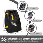 Car Seat Travel Bag Backpack for Air Travel - Karfast Universal Infant Carseat Gate Check Bag Cover for Airplane, Foldable with Pouch, Yellow