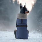 PETDSH Dog Coat Large, Windproof Dog Jacket with Warm Fleece Lining, Thickened Collar Dogs Winter Coat, Adjustable Reflective Pet Coats for Cold Weather (Navy Blue, Large)