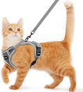 Cat Harness and Leash for Walking Escape Proof Soft Adjustable Cat Leash Breathable Comfortable Vest Easy to Wear Kitten Harness for Outdoor Travel Grey S