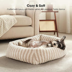MIXJOY Dog Bed for Medium Sized Dogs, Washable Medium Dog Beds with Removable Cover, Rectangle Pet Beds with Non-Slip Bottom, Warming Calming Dogs Cuddler, 25"x21"x7", White