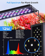 SEAOURA Aquarium LED Light for 12-18in Freshwater Tank, Full Spectrum Aquarium Light for Plant Growth, 6H/8H/12H Timer, WRB 3 Channel Customizable, 10 Brightness & 11 Colors, Adjustable Bracket