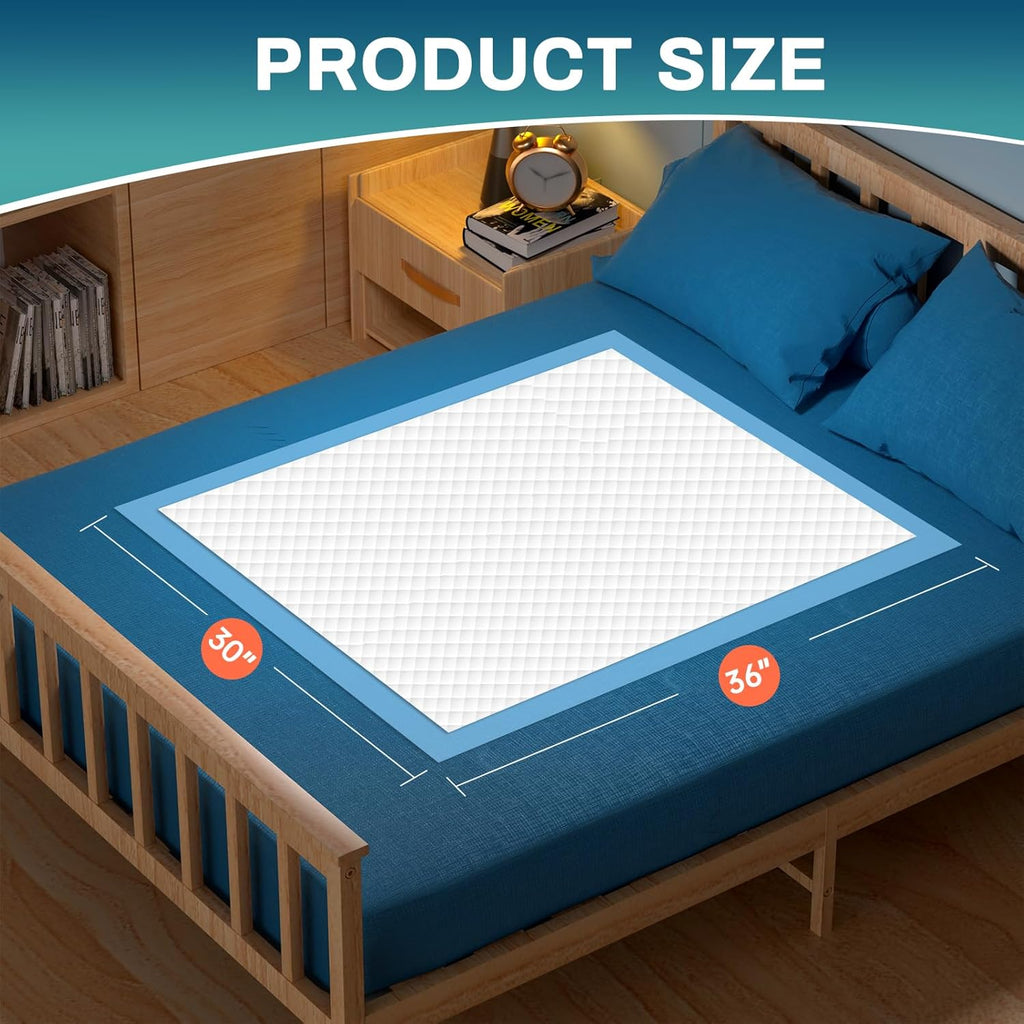 AAY Bed Pads Disposable 30" x 36" (100 Count), Extra Large Super Absorbency Disposable Underpads for Incontinence, Premium Leakproof Protective Chucks Pee Pads for Adult, Kids, Puppy Training