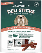 HEALTHFULS Deli Sticks Pork and Chicken Human-Grade Gluten-Free Soft and Chewy Dog Treats, 10 Count Bag