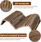 kathson Wooden Hamster Bridge,Guinea Pig Wood Ladder Bendable Tunnel Hideout Hut Small Animal Climbing Toys for Ferret Hedgehog Chinchilla Mice Rat Gerbil Baby Rabbit(15.7 x 6.0 in)