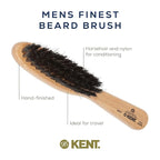 Kent BRD7 Horsehair and Nylon Blend Soft Beard Brush for Men for Flawless Shaping and Grooming, Ergonomic Grip Beechwood Handle, for Mustache and Beards, Distributes Oils and Balms. Made in England