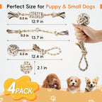 wodoca [4 Pack] Dog Rope Toys, Puppy Teething Duty Cotton Knot Chew Rope for Small Medium Dogs, Interactive Tug of War Dog Toys for Boredom, Teeth Cleaning