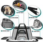 PetAmi Airline Approved Pet Carrier for Cat, Soft Sided Dog Carrier for Small Dogs, Cat Travel Supplies Accessories for Indoor Cats, Ventilated Pet Carrying Bag Medium Large Kitten Puppy, Large Gray