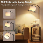 SUNMORY Floor Lamp with Table, End Table for Living Room with Lamp, Shelves Side Table with Charging Station(USB & AC Port), 3 Color Temperature LED Bulb, Modern Nightstand Lamp for Bedroom, Office