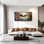 Extra Large Framed Bald Eagle Wall Art,Abstract Colorful Forest Wall Decor,Autumn Fall Forest Pictures for Living Room,Canvas Print Painting Modern Artwork Bedroom Office Home Decor 60L x 30W