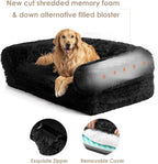 EHEYCIGA Foldable Human Dog Bed, Orthopedic Memory Foam Human Sized Dog Bed, Waterproof Pet Bed for People, Faux Fur Pet Couch for Adult, Black, 72"x44"x11"
