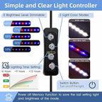 hygger 5-10 Gallon Nano Tank Mini Clip-on Aquarium Light with White Blue Red LEDs Fish Tank Lighting Built-in Timer 5 Brightness Levels 9W