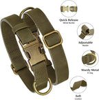 Didog Soft PU Leather Dog Collar, Stylish Quick Released Dog Collars for Large Dogs, Easy Clean Adjustable Pet Collar for Daily Walking, Dark Green, XL Fit 17-27" Neck