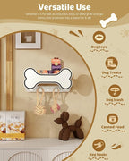 Decorative Dog Leash Holder for Wall - Doggie Bone Shape Key Holder Wall Mount with 5 Chic 3D Puppy Paw Hooks & Dog Stuff Storage Shelf - Apartment Essentials (Black & White)