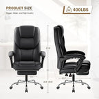 Furmax Executive Office Chair with Foot Rest Big and Tall Office Chair Ergonomic Home Office Desk Chairs Reclining High Back Leather Chair with Lumbar Support, 400LBS (Black)