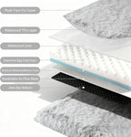 XL Orthopedic Dog Bed for Large Dogs, Dual-Layer Memory & Egg-Crate Foam, Washable Warm Winter Plush Cover, Waterproof Liner, Non-Slip Bottom, Crate/Kennel Pad, 44 x 32 Inch, Gray