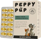 Peppy Pup Omega-3 KD Oil Capsules for Pets, Omega 3 for Dogs and Cats, Fish Oil for Dogs and Cats, Pet Vitamins and Supplements, Pet Fish Oil, Supports Healthy Heart, Dog Coat Defense, 60 Day Supply