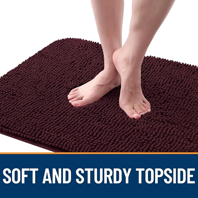 OLANLY Dog Door Mat for Muddy Paws 47x20, Absorbs Moisture and Dirt, Absorbent Non-Slip Washable Doormat, Quick Dry Chenille Mud Mat for Dogs, Entry Indoor Entryway Carpet for Inside Floor, Russet
