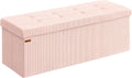 SONGMICS MAZIE Collection - Storage Ottoman Bench, Foldable Foot Rest, 15 x 43 x 15 Inches, End of Bed Bench, Storage Chest, Load 660 lb, Living Room, Bedroom, Entryway, Jelly Pink ULSF604R01