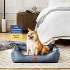 Tidore Orthopedic Dog Beds for Medium Dogs, Durable Egg Crate Foam Sofa Dog Bed wit Washable Removable Cover,Waterproof Lining,Pet Bed for Large Dogs (Denim Blue, 26.4" L x 21.7" W x 6.2" Th)