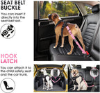 SlowTon Dog Seat Belt, Adjustable Dog Safety Belt Leash, 2 in 1 Latch Bar Attachment Dog Car Seatbelt with Elastic Nylon Bungee Buffer, Reflective Nylon Belt Tether(Pink,35.5in)