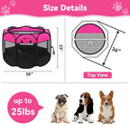 Siedihit Dog Playpen, Medium Puppy Pet Playpen, Dog Crate Tent Cage Indoor | Outdoor, Portable Pop Up Dogs Kennel Playpen with Carrying Case for Dogs/Cats/Rabbits, Hot Pink