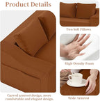 MeMoreCool Convertible Sofa Bed, Pull Out Loveseat Sofa Sleeper Couch for Bedroom Living Room Lounge, 2 in 1 Small Couch Bed with Pillow, Foldable Love Seat Futon Corduroy Orange