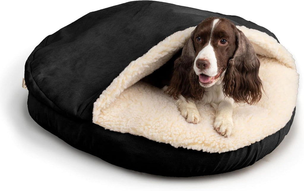 Snoozer Luxury Microsuede Cozy Cave Pet Bed, Extra Large, Black