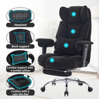 Efomao Executive Office Chair, Soft-Cushioned Computer Chair with Foot Rest, Fabric Home Office Desk Chairs, Big and Tall Office Chairs, Black