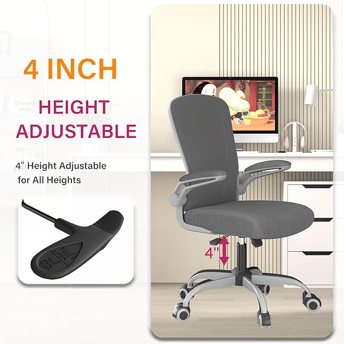 Mimoglad Office Chair, Ergonomic Desk Chair with Adjustable Lumbar Support, High Back Mesh Computer Chair with Flip-up Armrests-BIFMA Passed Task Chairs, Executive Chair for Home Office