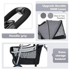 BestPet Pet Stroller Dog Cat Jogger Stroller for Medium Small Dogs Cats Folding Lightweight Travel Stroller with Cup Holder (Grey, 3 Wheels)