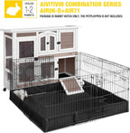 Aivituvin Rabbit Hutch Bunny Cage with Wheels Indoor Outdoor 47" Two Story Guinea Pig Cage with 2 Deep No Leak Tray