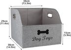 Geyecete Big Dog Toys Storage Bins Canvas Foldable Fabric Trapezoid with metal handles pet Baskets,Can be Personalized,Storage Bin Large toy box Organizer-Snow Gray