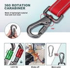 IOKHEIRA Dog Seat Belt 3-in-1 Car Harness for Dogs Adjustable Safety Seatbelt for Car Durable Nylon Reflective Bungee Fabric Tether with Clip Hook Latch & Buckle, Swivel Zinc Alloy Carabiner Red