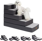 5-Step Adjustable Dog Stairs for High Beds, Dog Steps for Small Dogs and Cats, Foldable Pet Stairs for Bed Climbing, Non-Slip Pet Step Indoor, Grey