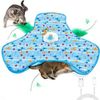 Interactive Cat Toys for Indoor Cats, Automatic Hide and Seek Motion-Activated Cat Toy with Moving Feather & Animal Chirps, USB Rechargeable Electric Cat Enrichment Toy for Bored Adult Cats & Kittens