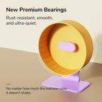 Silent Hamster Wheel 8.7 Inch Dual-Bearings Small Animals Quiet Running Exercise Wheels, Height Adjustable for Dwarf Hamsters, Gerbils, Mice, Hedgehog, or Other Small Pets,Passionfruit Yellow